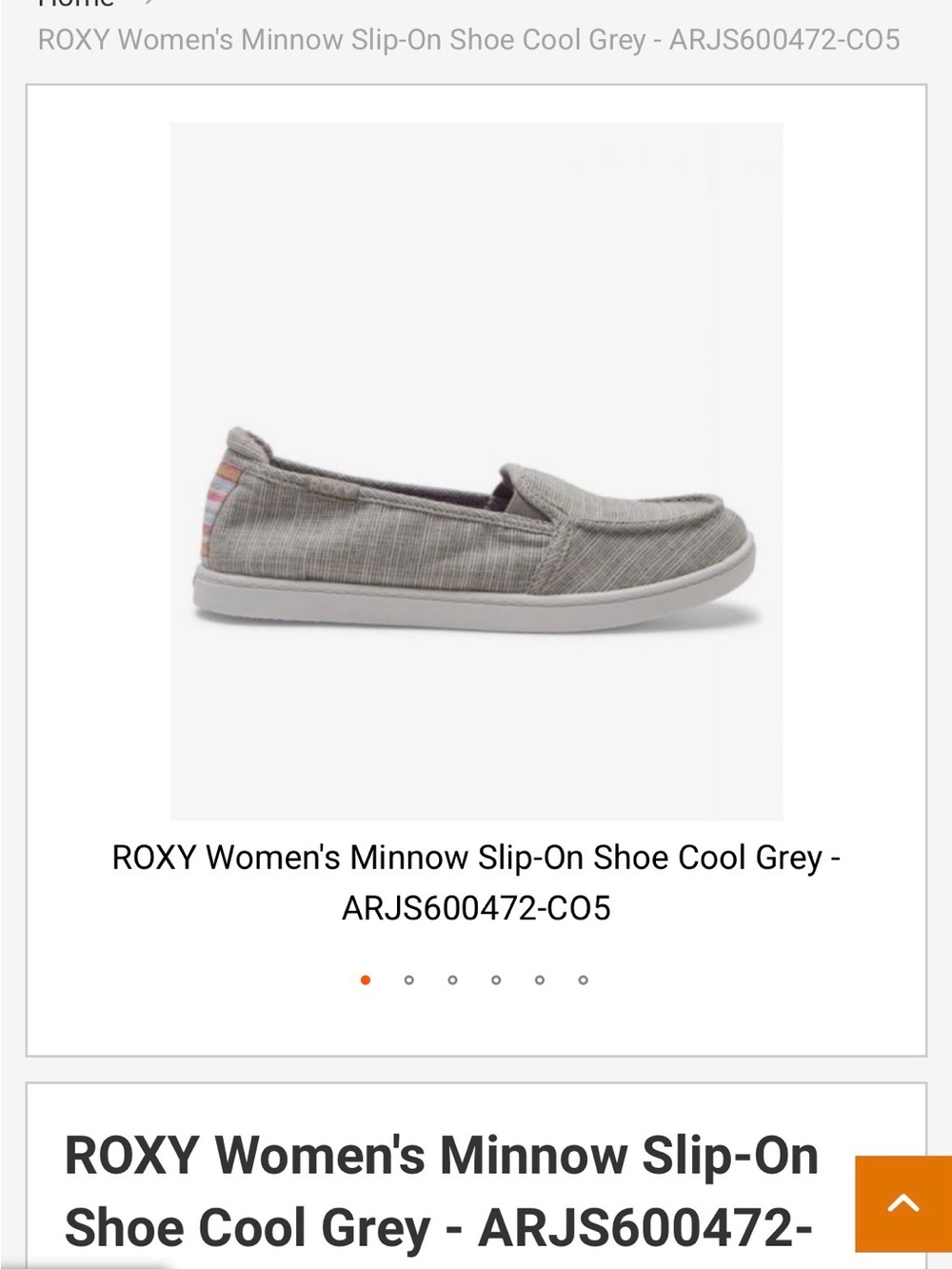 Roxy Minnow VII Slip-On Shoes Gray Canvas Floral Footbed Women’s 6.5
